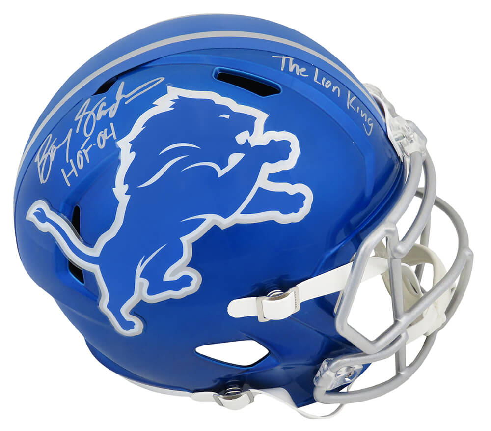 Barry Sanders Signed Detroit Lions FLASH Riddell Speed Full Size Replica Helmet w/HOF'04, The Lion King - SANREP352 - Barry Sanders Signed Detroit Lions FLASH Riddell Speed Full Size Replica Helmet w/HOF'04, The Lion King product image