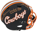 Barry Sanders & Thurman Thomas Signed Oklahoma State Black Riddell F/S Replica Helmet w/Greatest College Back Field Ever - SANREP355 - Barry Sanders & Thurman Thomas Signed Oklahoma State Black Riddell F/S Replica Helmet w/Greatest College Back Field Ever product image