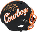 Barry Sanders Signed Oklahoma State Black Riddell Full Size Replica Helmet w/Heisman'88, 2628 Yds, 39 TDs - SANREP357 - Barry Sanders Signed Oklahoma State Black Riddell Full Size Replica Helmet w/Heisman'88, 2628 Yds, 39 TDs product image