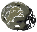 Barry Sanders Signed Detroit Lions Salute to Service Riddell Speed Full Size Replica Helmet w/HOF'04, The Lion King - SANREP359 - Barry Sanders Signed Detroit Lions Salute to Service Riddell Speed Full Size Replica Helmet w/HOF'04, The Lion King product image