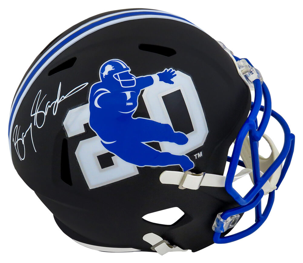 Barry Sanders Signed Detroit Lions Barry Sanders Logo Black Riddell Full Size Speed Replica Helmet - SANREP362 - Barry Sanders Signed Detroit Lions Barry Sanders Logo Black Riddell Full Size Speed Replica Helmet product image
