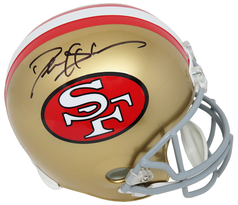 Deion Sanders Signed San Francisco 49ers Throwback Riddell Full Size Replica Helmet (Beckett) - SANREP382 - Deion Sanders Signed San Francisco 49ers Throwback Riddell Full Size Replica Helmet (Beckett) product image