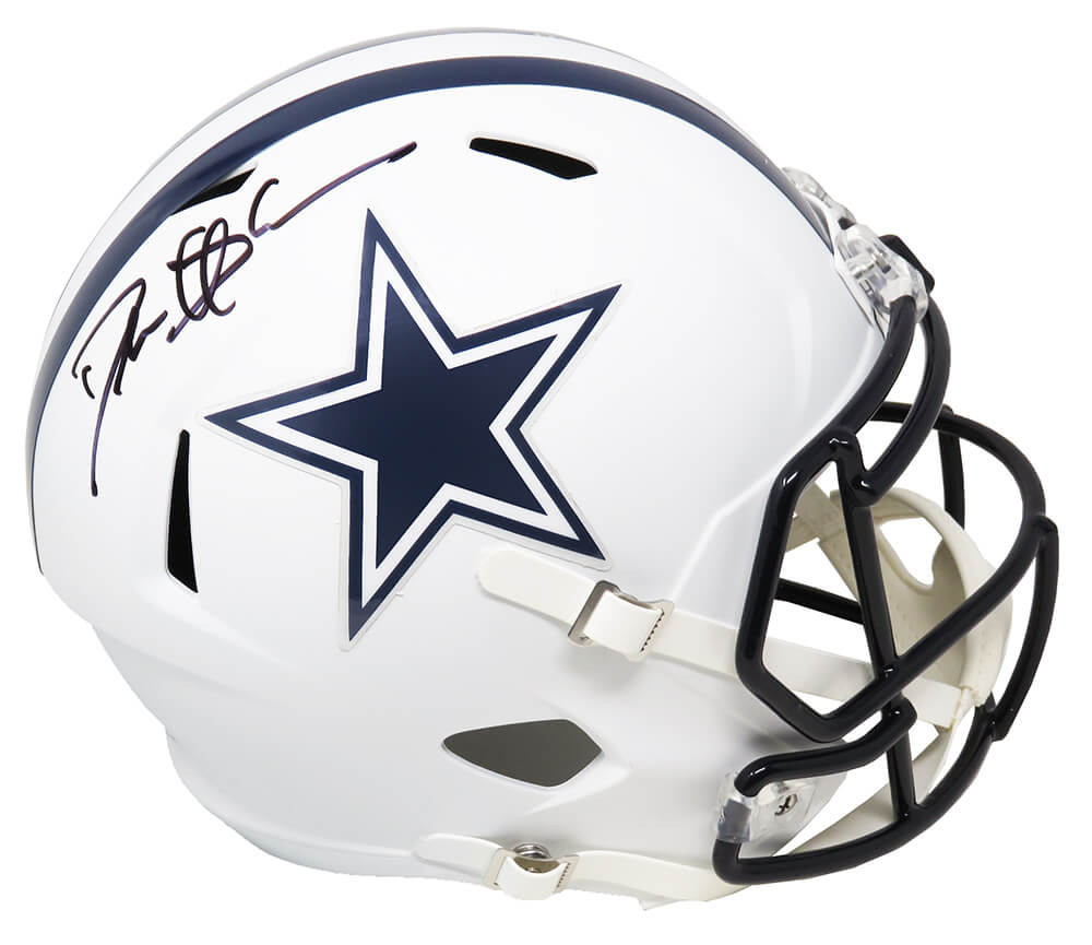 Deion Sanders Signed Dallas Cowboys Flat White Matte Riddell Full Size Speed Replica Helmet (Beckett) - SANREP383 - Deion Sanders Signed Dallas Cowboys Flat White Matte Riddell Full Size Speed Replica Helmet (Beckett) product image