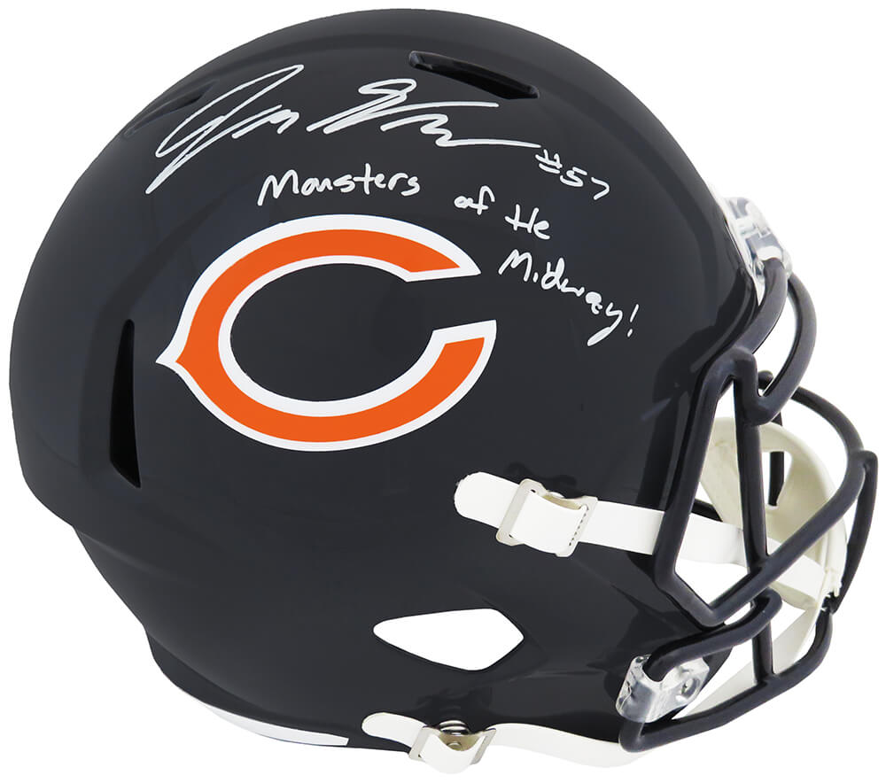 Jack Sanborn Signed Chicago Bears Riddell Full Size Speed Replica Helmet w/Monsters of the Midway - SANREP390 - Jack Sanborn Signed Chicago Bears Riddell Full Size Speed Replica Helmet w/Monsters of the Midway product image