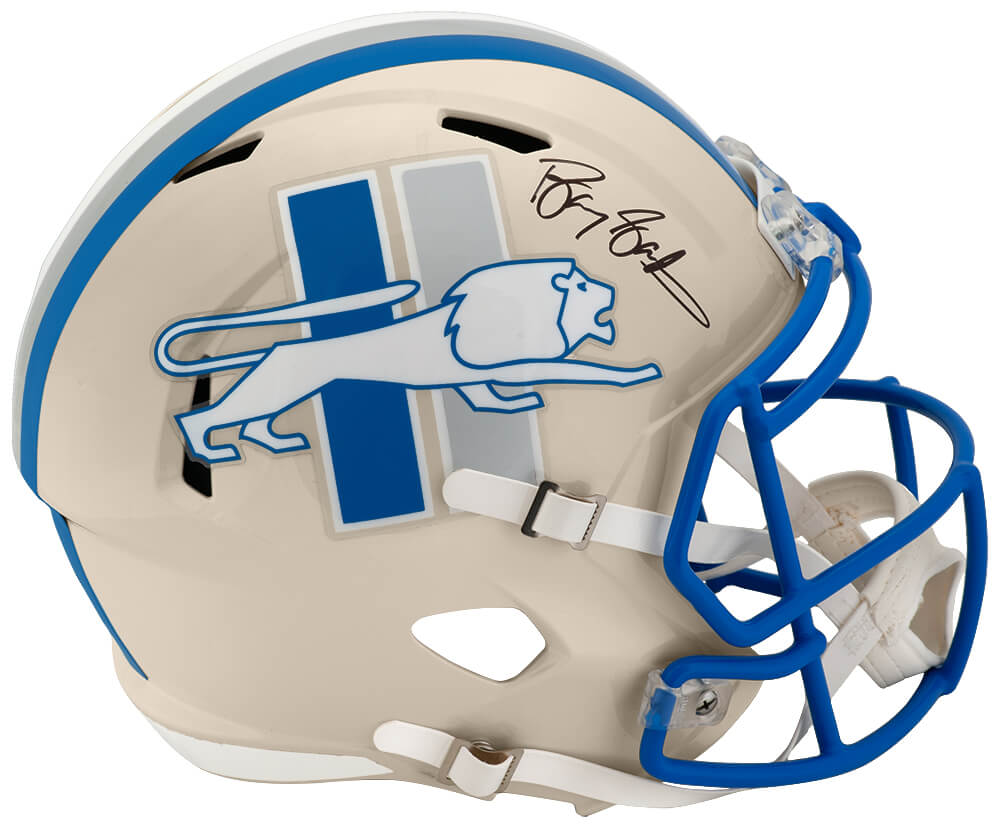 Barry Sanders Signed Detroit Lions RETRO Riddell Full Size Speed Replica Helmet - SANREP391 - Barry Sanders Signed Detroit Lions RETRO Riddell Full Size Speed Replica Helmet product image