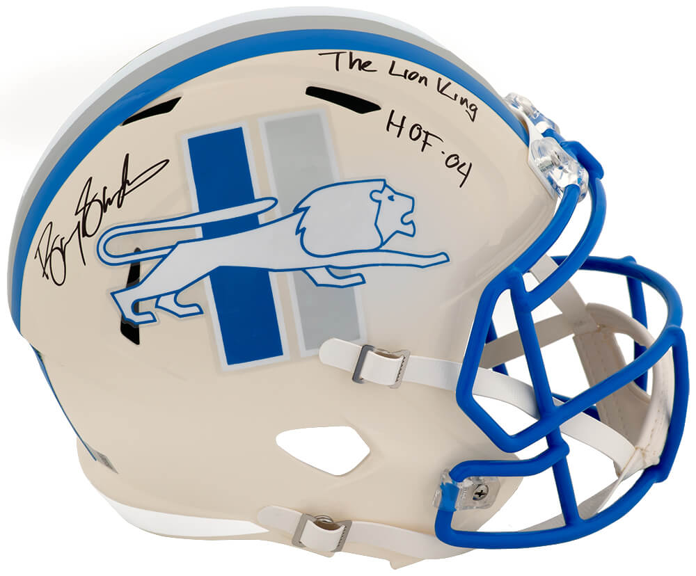 Barry Sanders Signed Detroit Lions RETRO Riddell Full Size Speed Replica Helmet w/HOF 04, The Lion King - SANREP394 - Barry Sanders Signed Detroit Lions RETRO Riddell Full Size Speed Replica Helmet w/HOF 04, The Lion King product image