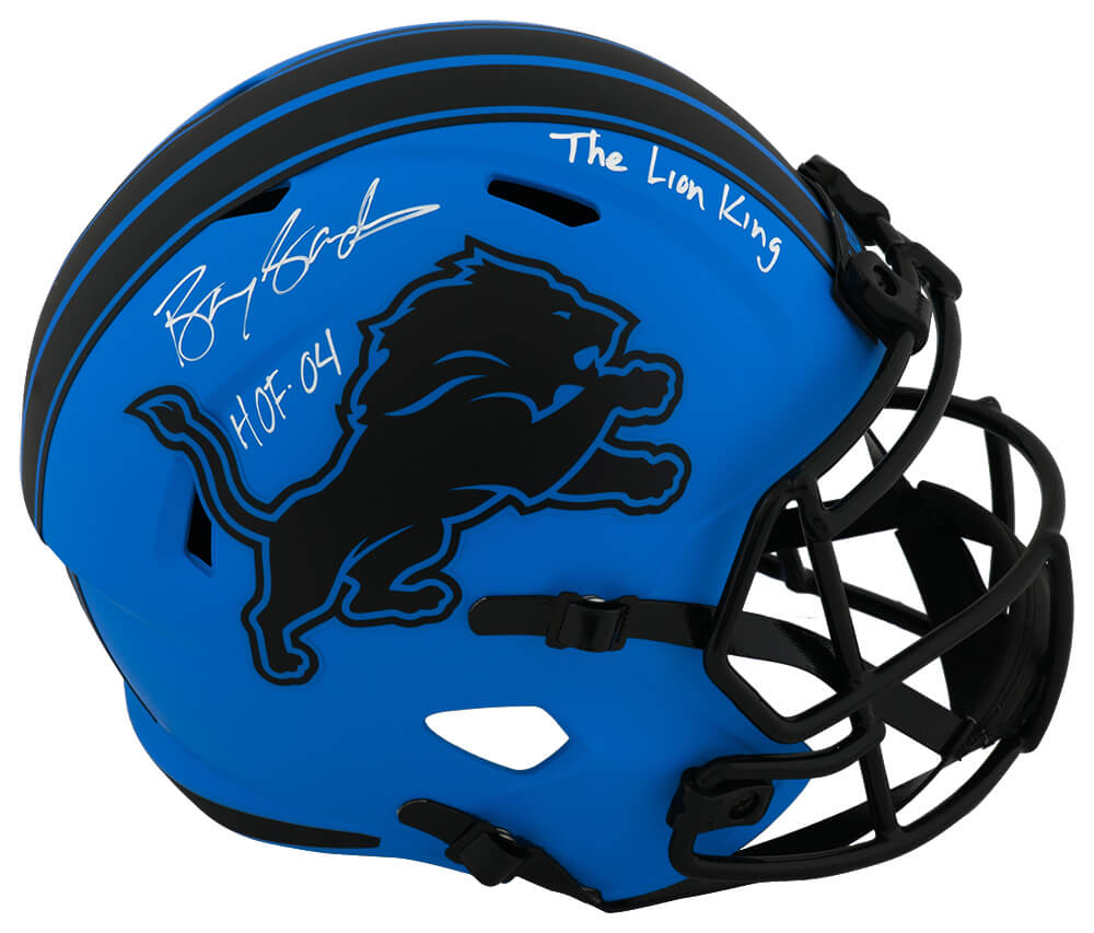 Barry Sanders Signed Detroit Lions RAVE Riddell Full Size Speed Replica Helmet w/HOF'04, The Lion King - SANREP396 - Barry Sanders Signed Detroit Lions RAVE Riddell Full Size Speed Replica Helmet w/HOF'04, The Lion King product image