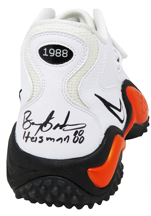 Barry Sanders Signed Nike Air Zoom Turf Jet '97 White & Orange OSU Shoe (Right Foot) w/Heisman 1988 - SANSHO303 - Barry Sanders Signed Nike Air Zoom Turf Jet '97 White & Orange OSU Shoe (Right Foot) w/Heisman 1988 product image