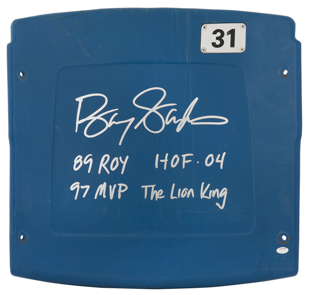Barry Sanders Signed Detroit Silverdome Stadium Blue Seatback w/4-Inscriptions - SANSTB312 - Barry Sanders Signed Detroit Silverdome Stadium Blue Seatback w/4-Inscriptions product image