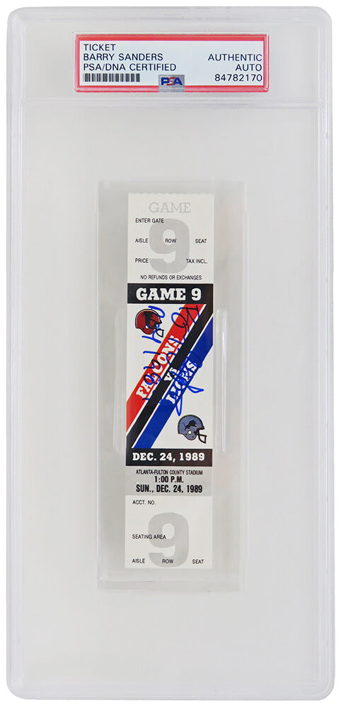 Barry Sanders Signed Lions Dec 24, 1989 Rookie Season Ticket Stub w/1989 ROY (PSA Encapsulated) - SANTIC305 - Barry Sanders Signed Lions Dec 24, 1989 Rookie Season Ticket Stub w/1989 ROY (PSA Encapsulated) product image