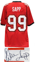 Warren Sapp Signed Red Custom Football Jersey - SAPJRY300 - Warren Sapp Signed Red Custom Football Jersey product image