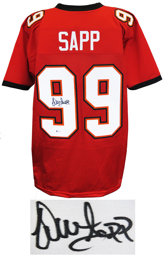 Warren Sapp Signed Red Custom Football Jersey (Beckett) - SAPJRY301 - Warren Sapp Signed Red Custom Football Jersey (Beckett) product image