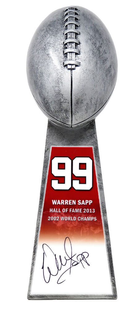 Warren Sapp Signed Football World Champion 15 Inch Replica Silver Trophy - SAPTRO300 - Warren Sapp Signed Football World Champion 15 Inch Replica Silver Trophy product image