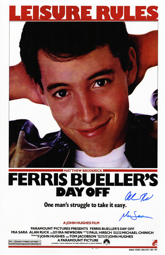 Mia Sara & Alan Ruck Dual-Signed Ferris Bueller's Day Off 11x17 Movie Poster - SARPST500 - Mia Sara & Alan Ruck Dual-Signed Ferris Bueller's Day Off 11x17 Movie Poster product image