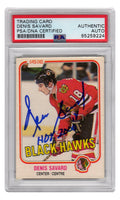 Denis Savard Signed Chicago Blackhawks 1981 O-Pee-Chee Rookie Card #63 w/HOF 2000 - (PSA Encapsulated) - SAVCAR402 - Denis Savard Signed Chicago Blackhawks 1981 O-Pee-Chee Rookie Card #63 w/HOF 2000 - (PSA Encapsulated) product image
