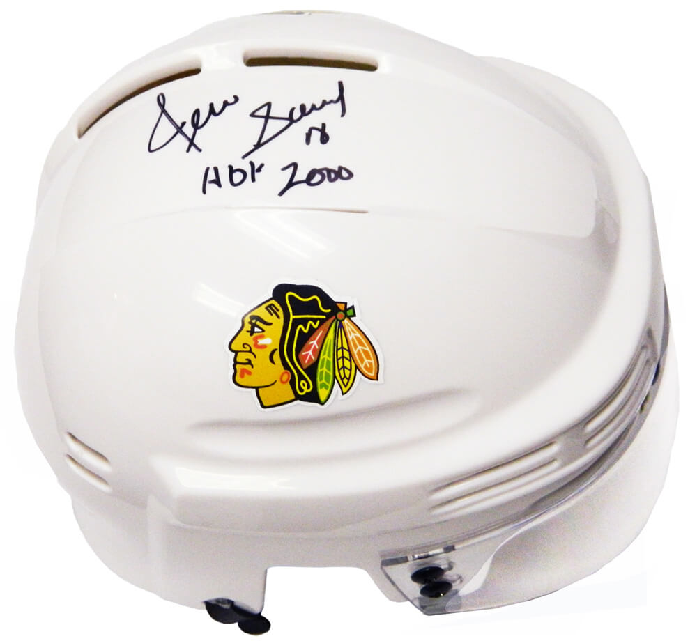 Denis Savard Signed Blackhawks White Hockey Mini Helmet w/HOF 2000 - SAVMIN400 - Denis Savard Signed Blackhawks White Hockey Mini Helmet w/HOF 2000 product image