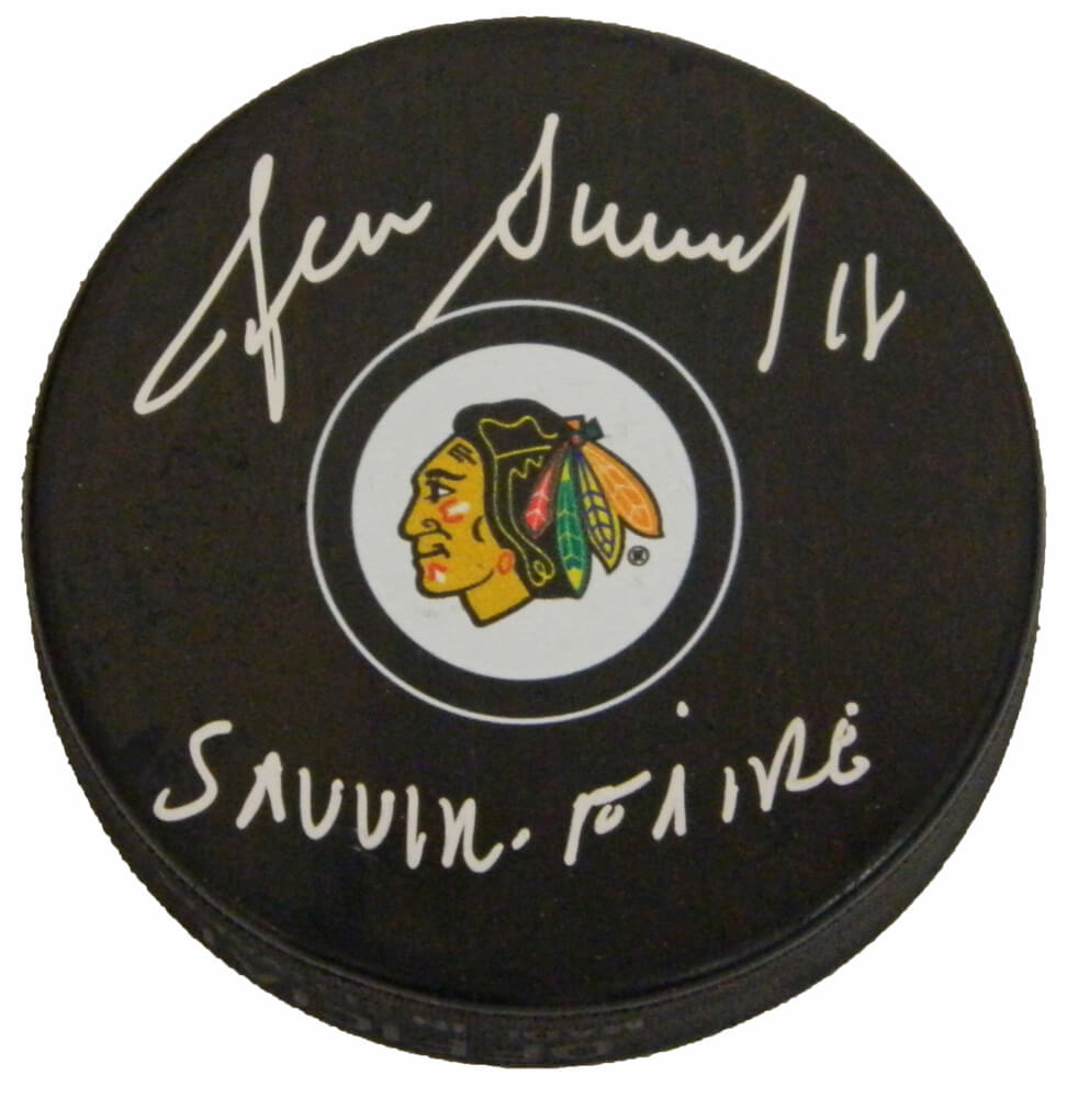 Denis Savard Signed Chicago Blackhawks Logo Hockey Puck w/Savoir Faire - SAVPUC401 - Denis Savard Signed Chicago Blackhawks Logo Hockey Puck w/Savoir Faire product image