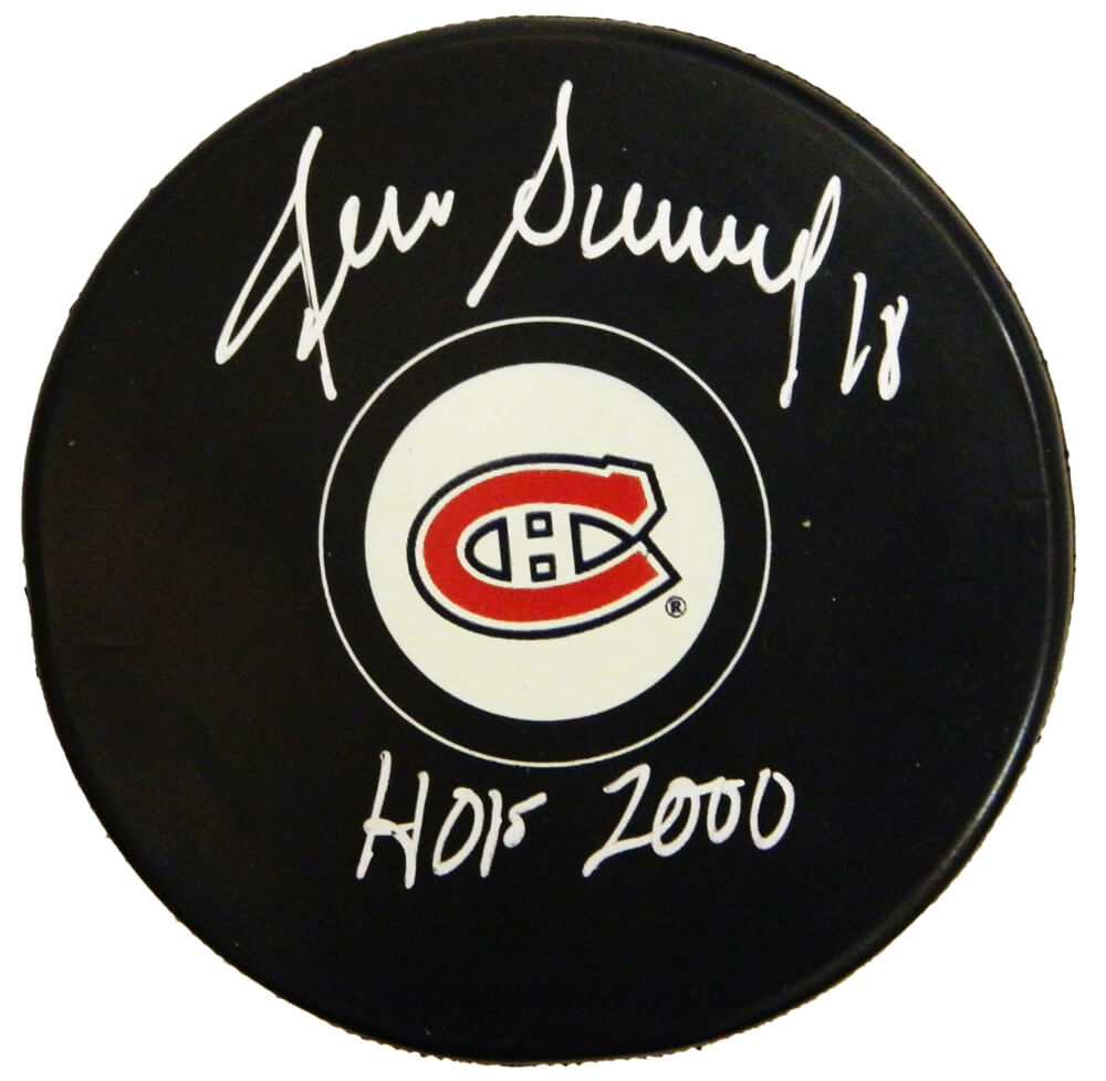 Denis Savard Signed Montreal Canadiens Team Logo Hockey Puck w/HOF 2000 - SAVPUC406 - Denis Savard Signed Montreal Canadiens Team Logo Hockey Puck w/HOF 2000 product image