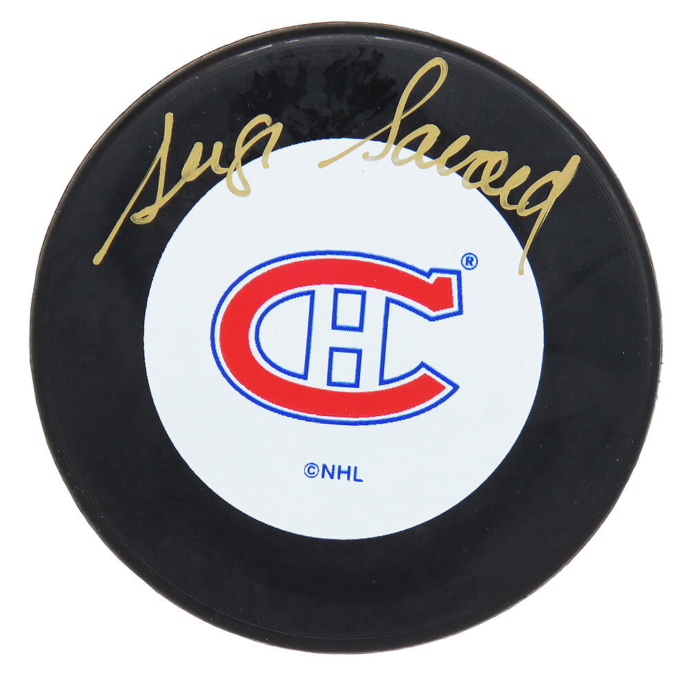 Serge Savard Signed Montreal Canadiens Logo Hockey Puck - SAVPUC420 - Serge Savard Signed Montreal Canadiens Logo Hockey Puck product image