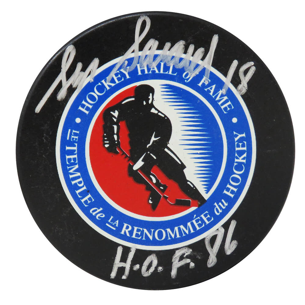 Serge Savard Signed Hall of Fame Logo Hockey Puck w/HOF'86 - SAVPUC422 - Serge Savard Signed Hall of Fame Logo Hockey Puck w/HOF'86 product image