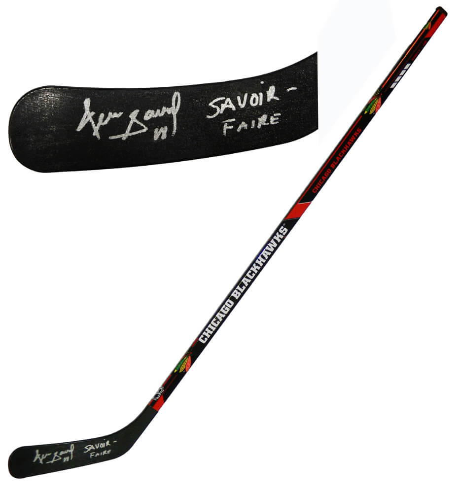 Denis Savard Signed Chicago Blackhawks Logo 48 Inch Full Size Hockey Stick w/Savoir Faire - SAVSTK401 - Denis Savard Signed Chicago Blackhawks Logo 48 Inch Full Size Hockey Stick w/Savoir Faire product image