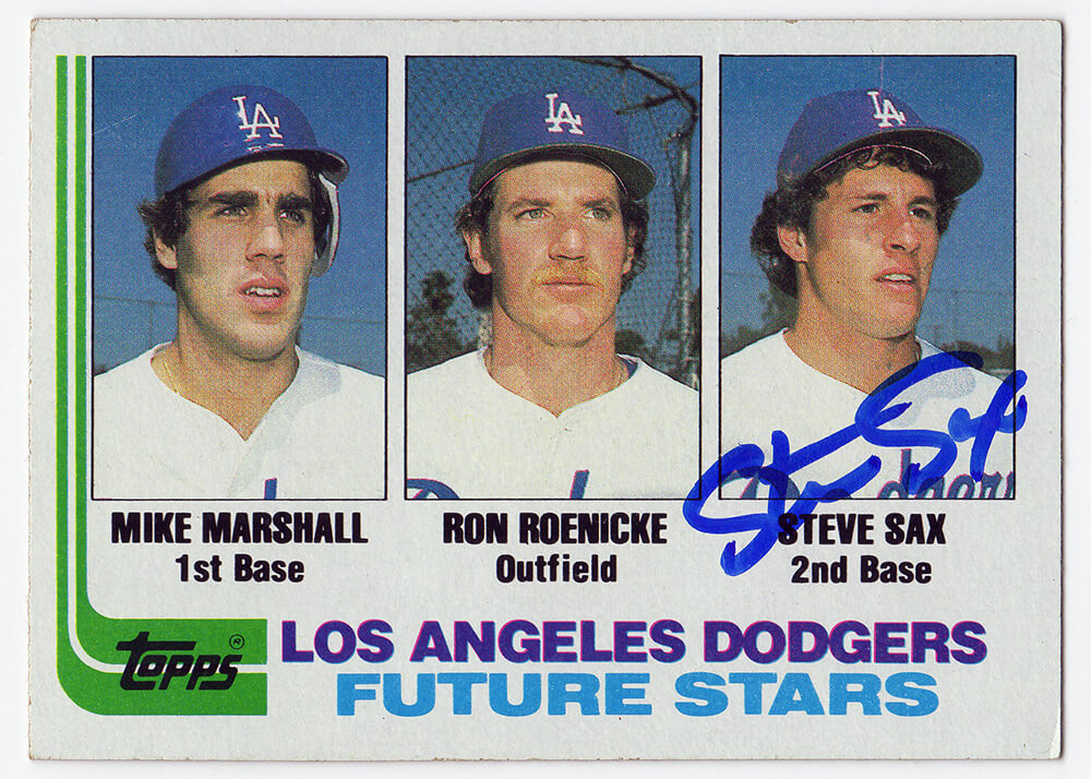 Steve Sax Signed Los Angeles Dodgers 1982 Topps Future Stars Rookie Baseball Card #681 - SAXCAR102 - Steve Sax Signed Los Angeles Dodgers 1982 Topps Future Stars Rookie Baseball Card #681 product image
