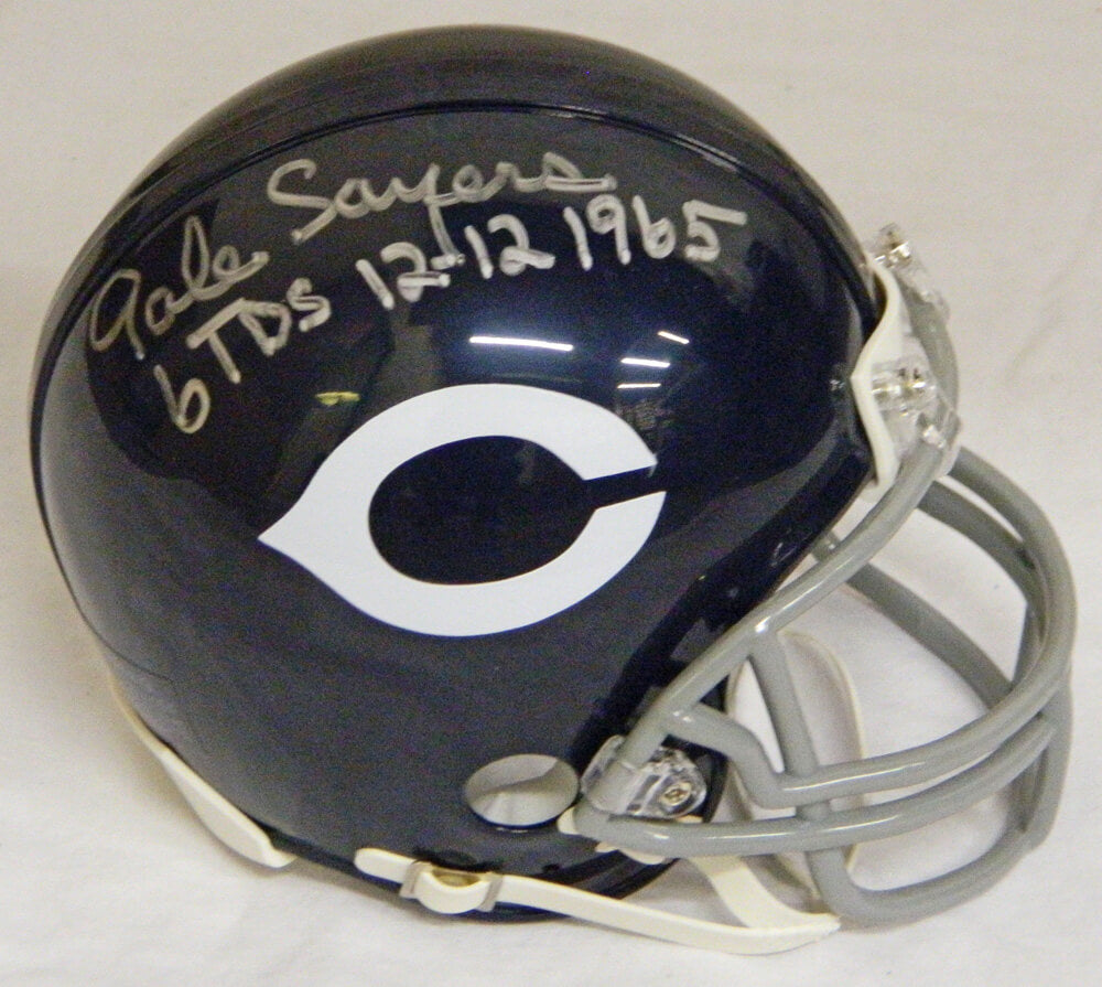 Gale Sayers Signed Chicago Bears Throwback Riddell Mini Helmet w/6TD's 12-12-1965 - SAYMIN303 - Gale Sayers Signed Chicago Bears Throwback Riddell Mini Helmet w/6TD's 12-12-1965 product image