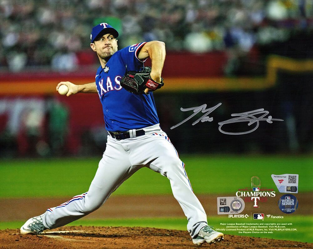 Max Scherzer Signed Texas Rangers 2023 World Series Pitching 8x10 Photo - (Fanatics) - SCH08P145 - Max Scherzer Signed Texas Rangers 2023 World Series Pitching 8x10 Photo - (Fanatics) product image