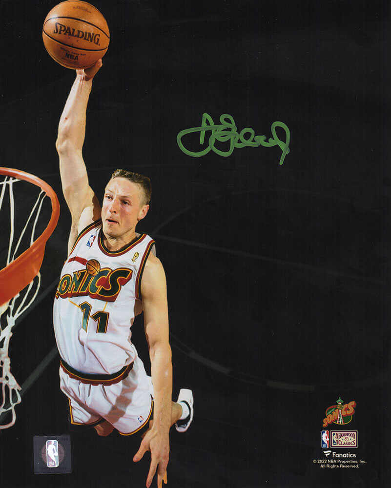 Detlef Schrempf Signed Seattle Supersonics Dunk Spotlight 8x10 Photo - SCH08P210 - Detlef Schrempf Signed Seattle Supersonics Dunk Spotlight 8x10 Photo product image