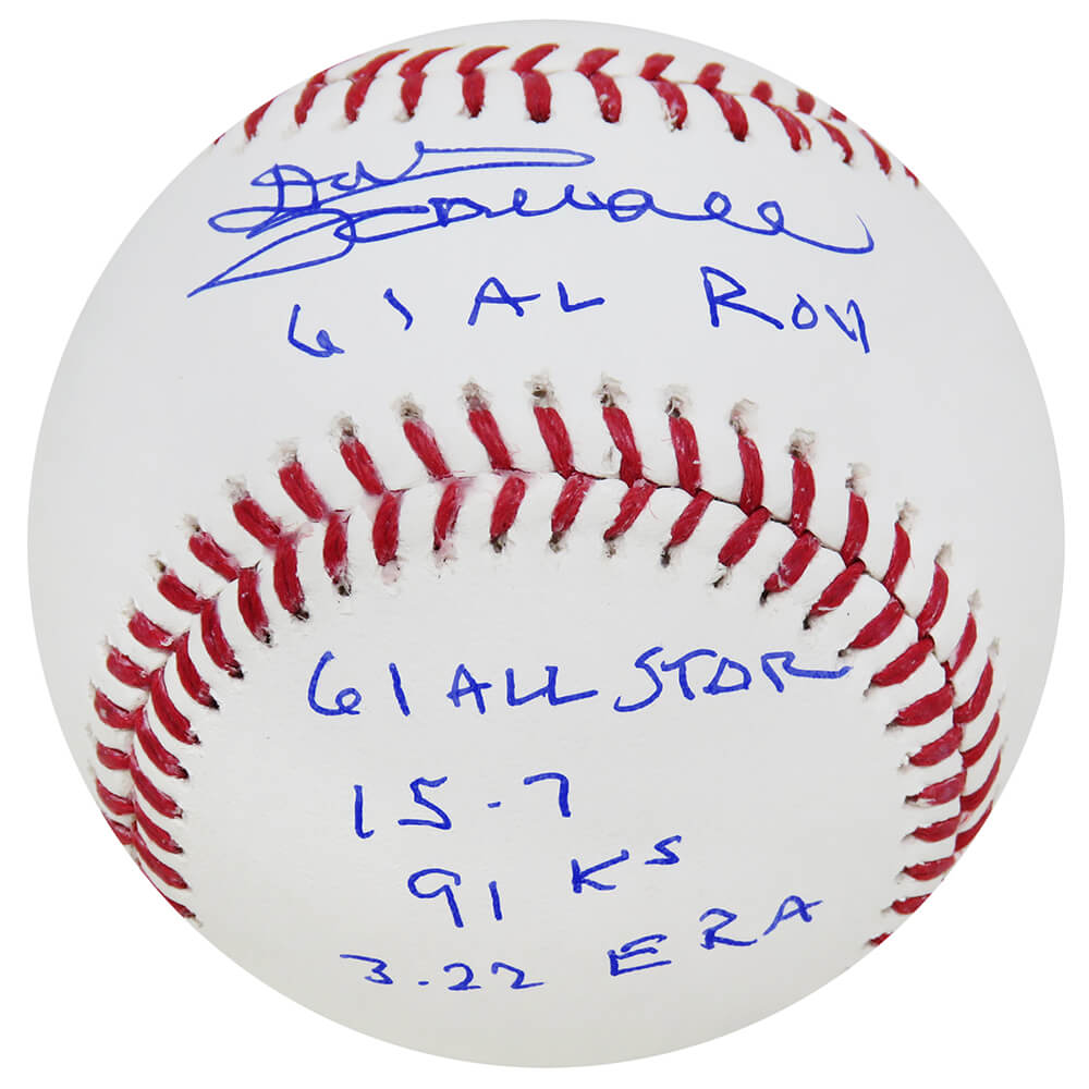 Don Schwall Signed Rawlings Official MLB Baseball w/61 AL ROY, 61 All Star, 15-7, 91K's, 3.22 ERA - SCHBSB141 - Don Schwall Signed Rawlings Official MLB Baseball w/61 AL ROY, 61 All Star, 15-7, 91K's, 3.22 ERA product image