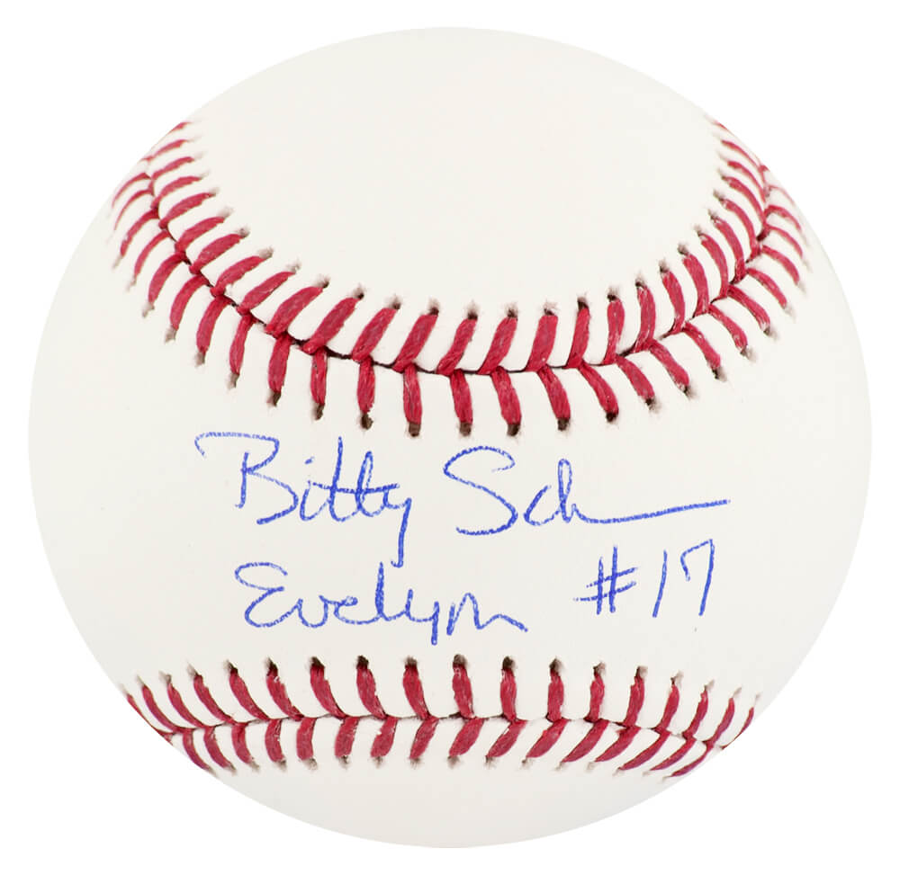 Bitty Schram Signed Rawlings Official MLB Baseball w/Evelyn - SCHBSB500 - Bitty Schram Signed Rawlings Official MLB Baseball w/Evelyn product image