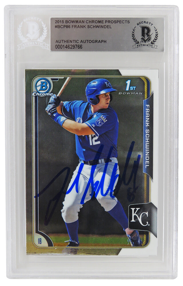 Frank Schwindel Signed Royals 2015 Bowman Chrome Rookie Baseball Card #BCP86 - (Beckett Encapsulated) - SCHCAR112 - Frank Schwindel Signed Royals 2015 Bowman Chrome Rookie Baseball Card #BCP86 - (Beckett Encapsulated) product image