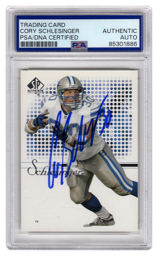 Cory Schlesinger Signed Detroit Lions 2002 SP Authentic Football Trading Card #84 - (PSA Encapsulated) - SCHCAR311 - Cory Schlesinger Signed Detroit Lions 2002 SP Authentic Football Trading Card #84 - (PSA Encapsulated) product image