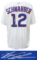 Kyle Schwarber Signed Cubs White Pinstripe Majestic Replica Baseball Jersey - SCHJRY102 - Kyle Schwarber Signed Cubs White Pinstripe Majestic Replica Baseball Jersey product image