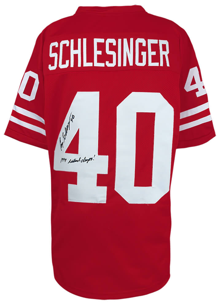 Cory Schlesinger Signed Red Custom College Football Jersey w/1994 National Champs - SCHJRY310 - Cory Schlesinger Signed Red Custom College Football Jersey w/1994 National Champs product image