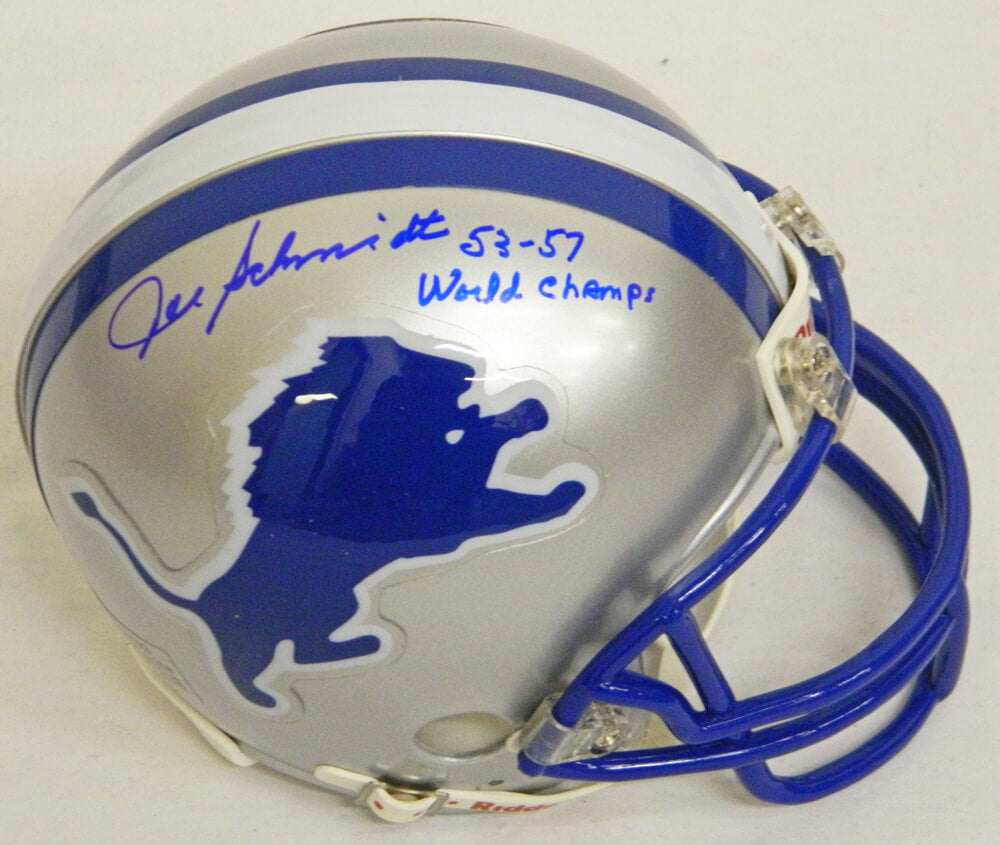 Joe Schmidt Signed Lions Riddell Throwback Mini Helmet w/53,57 World Champs - SCHMIN302 - Joe Schmidt Signed Lions Riddell Throwback Mini Helmet w/53,57 World Champs product image