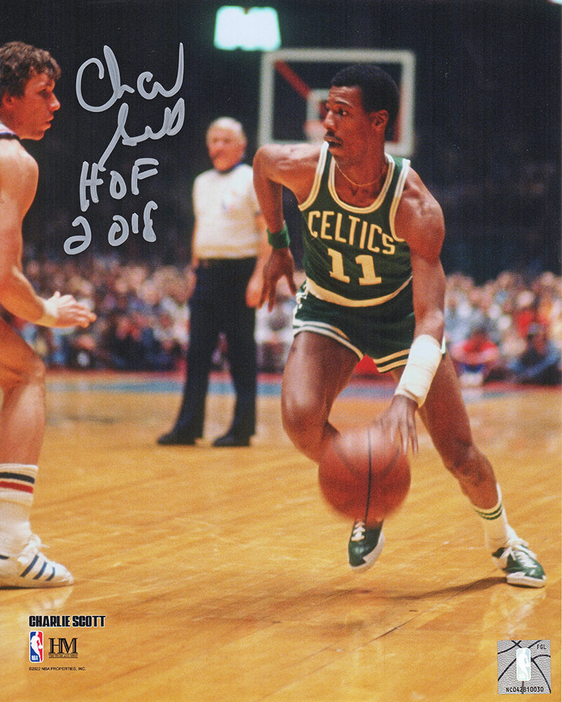 Charlie Scott Signed Boston Celtics Green Jersey Dribbling 8x10 Photo w/HOF 2018 - SCO08P200 - Charlie Scott Signed Boston Celtics Green Jersey Dribbling 8x10 Photo w/HOF 2018 product image