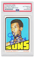 Charlie Scott Signed Suns 1972-73 Topps Basketball Trading Card #47 w/HOF 2018 - (PSA Encapsulated) - SCOCAR200 - Charlie Scott Signed Suns 1972-73 Topps Basketball Trading Card #47 w/HOF 2018 - (PSA Encapsulated) product image