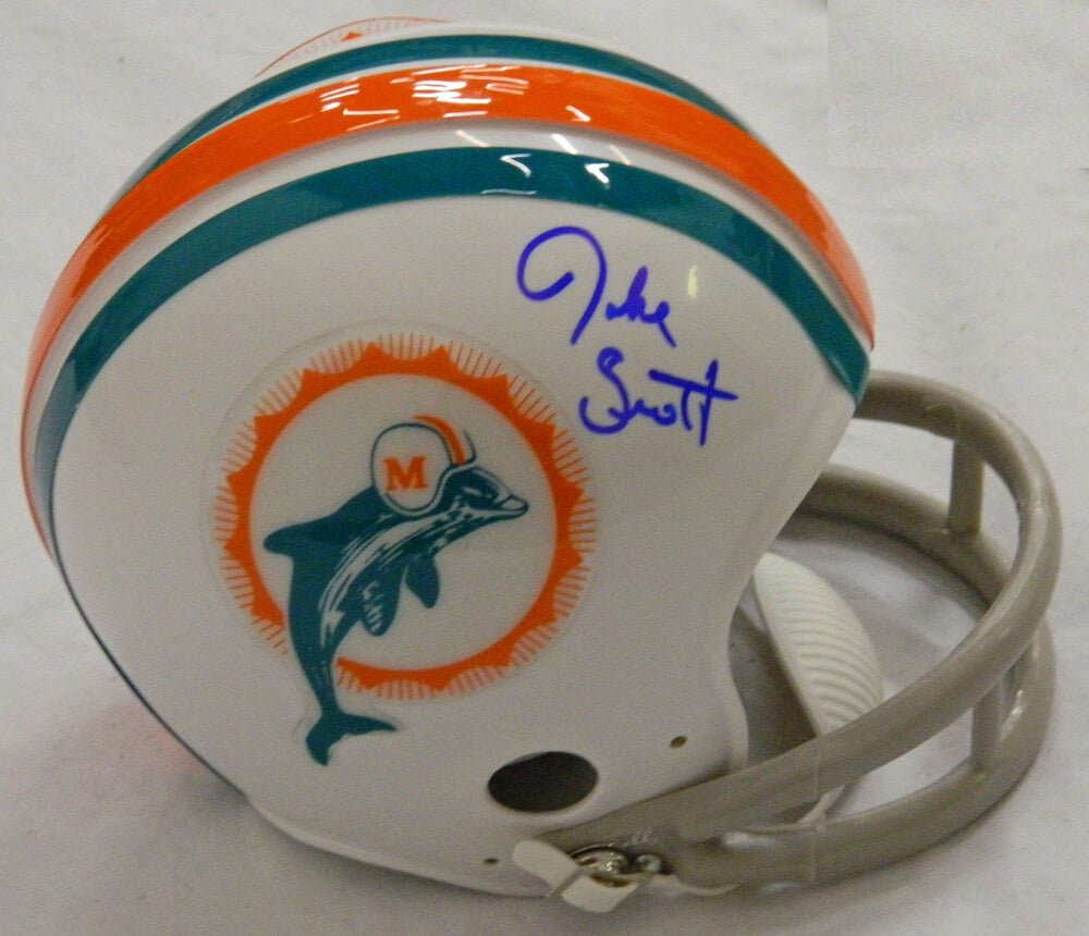 Jake Scott Signed Dolphins T/B 2-bar Mini Helmet - SCOMIN300 - Jake Scott Signed Dolphins T/B 2-bar Mini Helmet product image