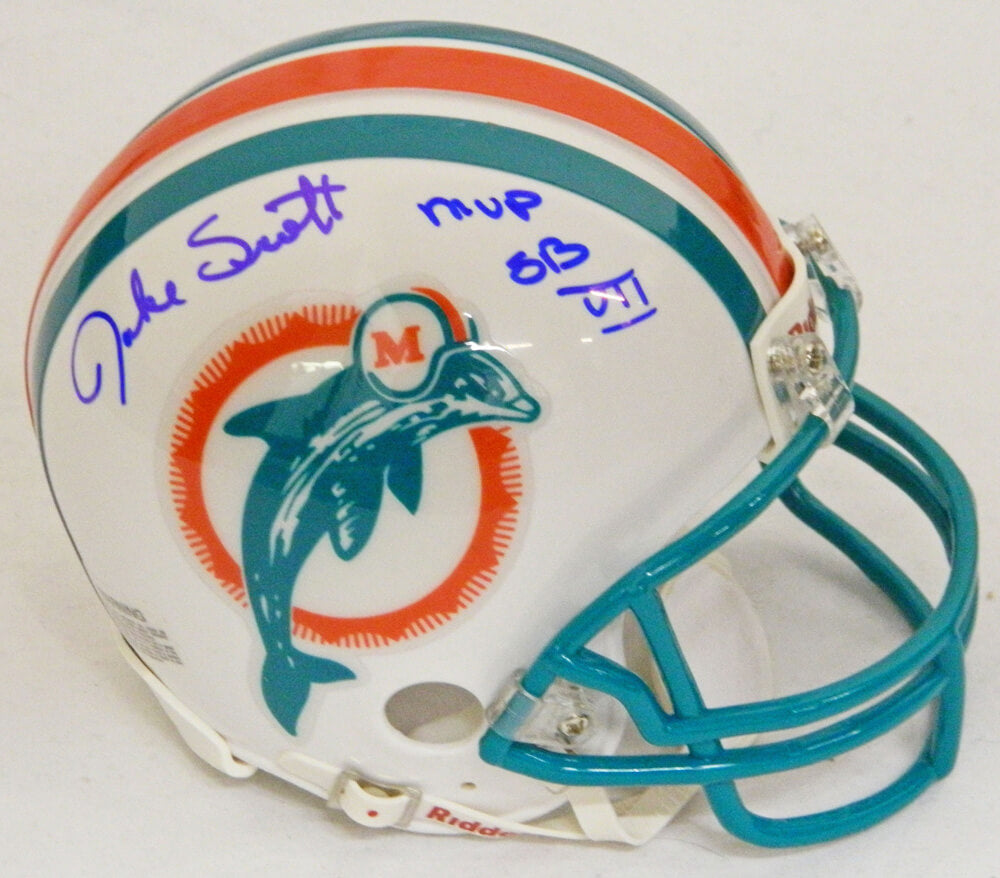Jake Scott Signed Dolphins Riddell Mini Helmet w/SB VII MVP - SCOMIN302 - Jake Scott Signed Dolphins Riddell Mini Helmet w/SB VII MVP product image