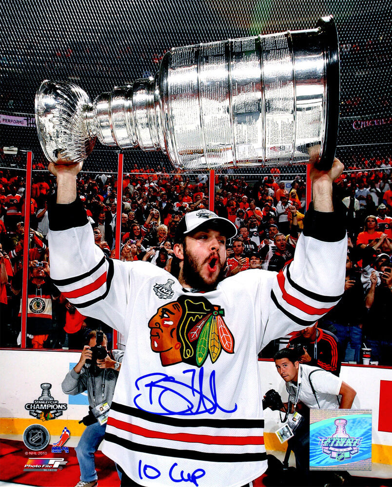 Brent Seabrook Signed Chicago Blackhawks 2010 Stanley Cup 8x10 Photo w/10 Cup - SEA08P401 - Brent Seabrook Signed Chicago Blackhawks 2010 Stanley Cup 8x10 Photo w/10 Cup product image