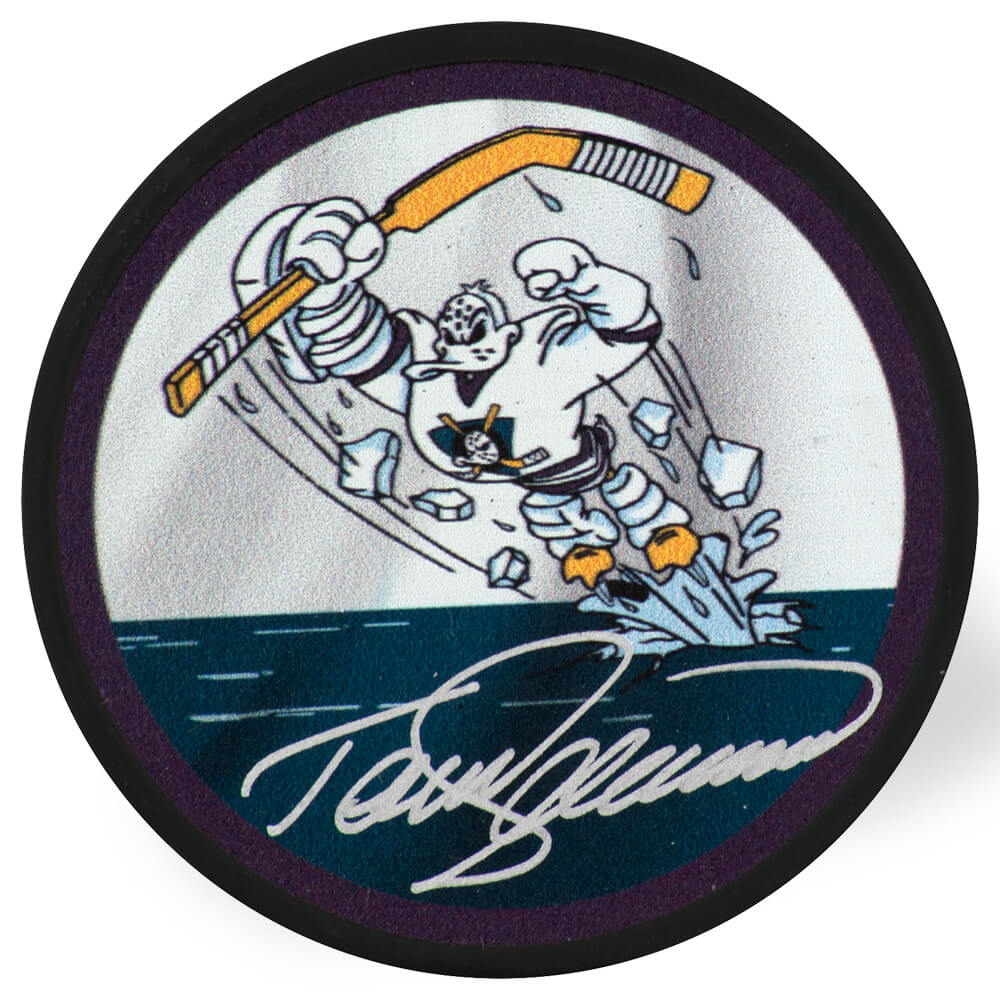 Teemu Selanne Signed Anaheim Ducks Logo Hockey Puck - SELPUC401 - Teemu Selanne Signed Anaheim Ducks Logo Hockey Puck product image