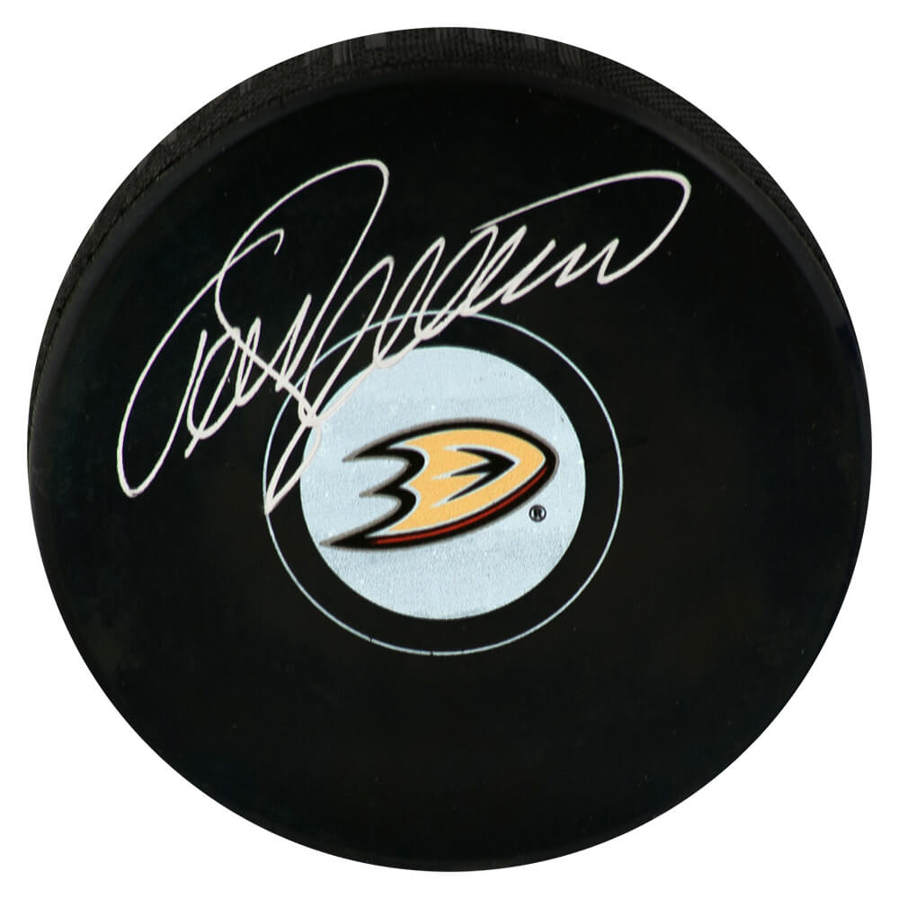 Teemu Selanne Signed Anaheim Ducks Team Logo Hockey Puck - SELPUC402 - Teemu Selanne Signed Anaheim Ducks Team Logo Hockey Puck product image