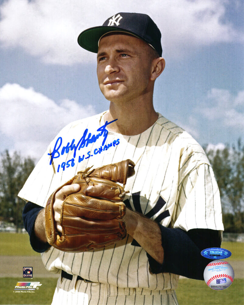 Bobby Shantz Signed Yankees 8x10 Photo w/1958 WS Champs - SHA08P100 - Bobby Shantz Signed Yankees 8x10 Photo w/1958 WS Champs product image