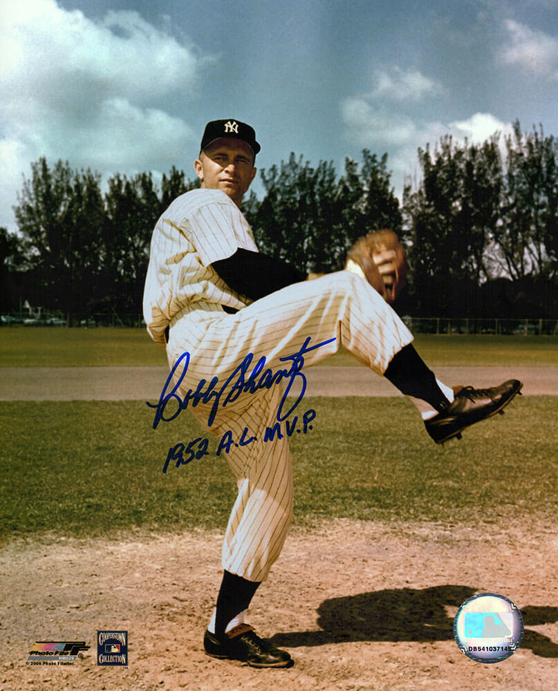 Bobby Shantz Signed New York Yankees Pitching Pose 8x10 Photo w/1952 AL MVP - SHA08P105TW - Bobby Shantz Signed New York Yankees Pitching Pose 8x10 Photo w/1952 AL MVP product image