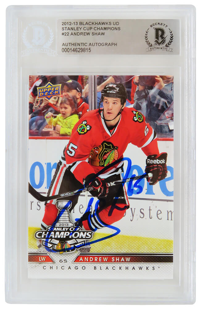Andrew Shaw Signed Chicago Blackhawks 2012-13 Upper Deck SC Champs Hockey Card #22 - (Beckett Encapsulated) - SHACAR404 - Andrew Shaw Signed Chicago Blackhawks 2012-13 Upper Deck SC Champs Hockey Card #22 - (Beckett Encapsulated) product image