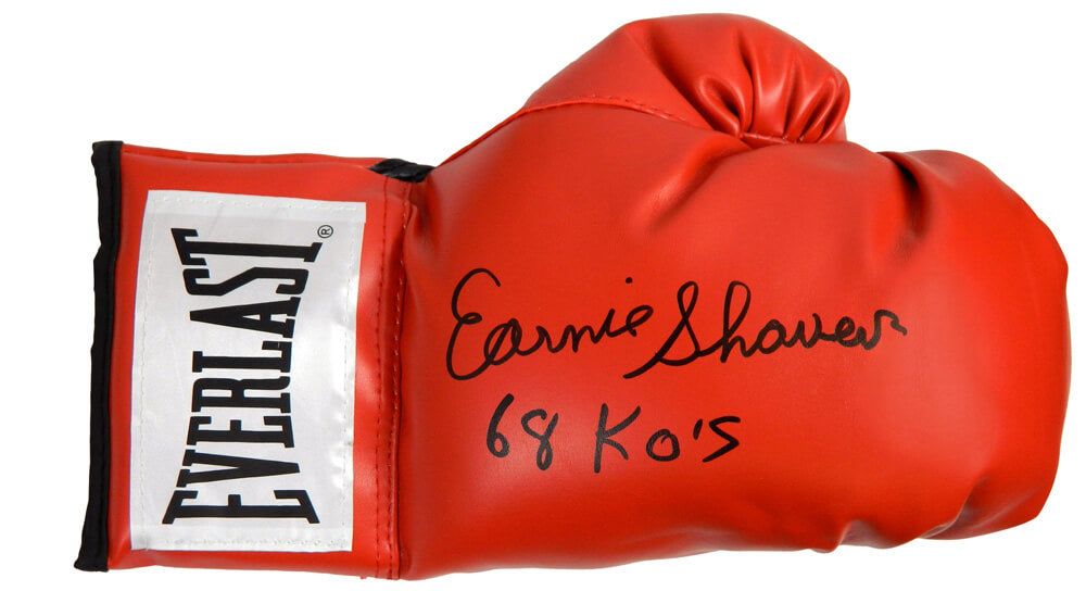 Earnie Shavers Signed Everlast Red Boxing Glove w/68 KO's - SHAGLV510 - Earnie Shavers Signed Everlast Red Boxing Glove w/68 KO's product image