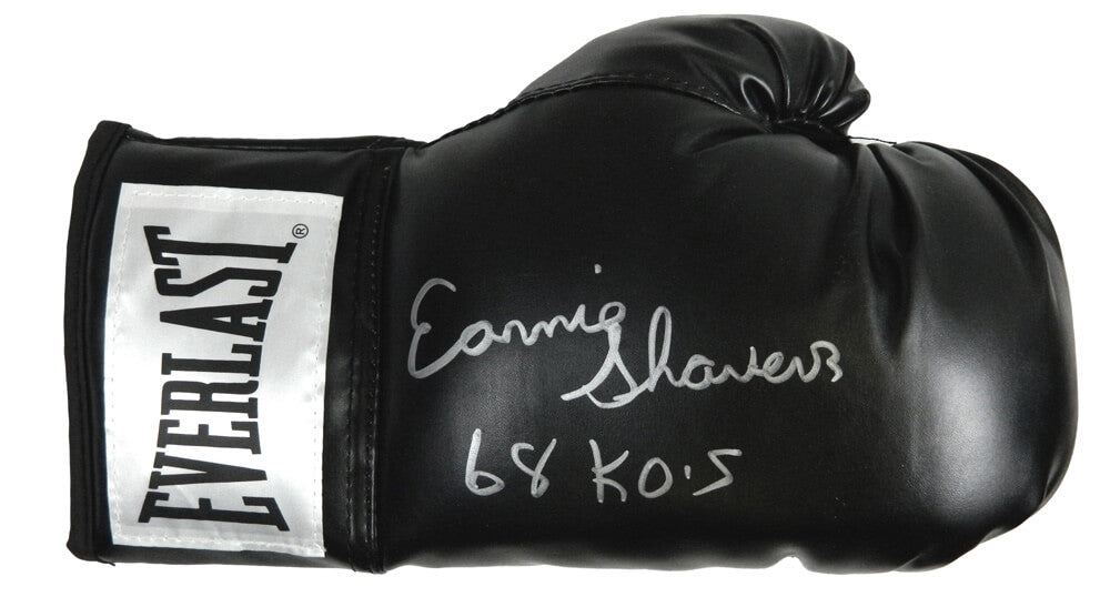 Earnie Shavers Signed Everlast Black Boxing Glove w/68 KO's - SHAGLV511 - Earnie Shavers Signed Everlast Black Boxing Glove w/68 KO's product image