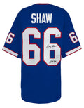 Billy Shaw Signed Blue Throwback Custom Football Jersey w/HOF'99 - (Beckett) - SHAJRY311 - Billy Shaw Signed Blue Throwback Custom Football Jersey w/HOF'99 - (Beckett) product image