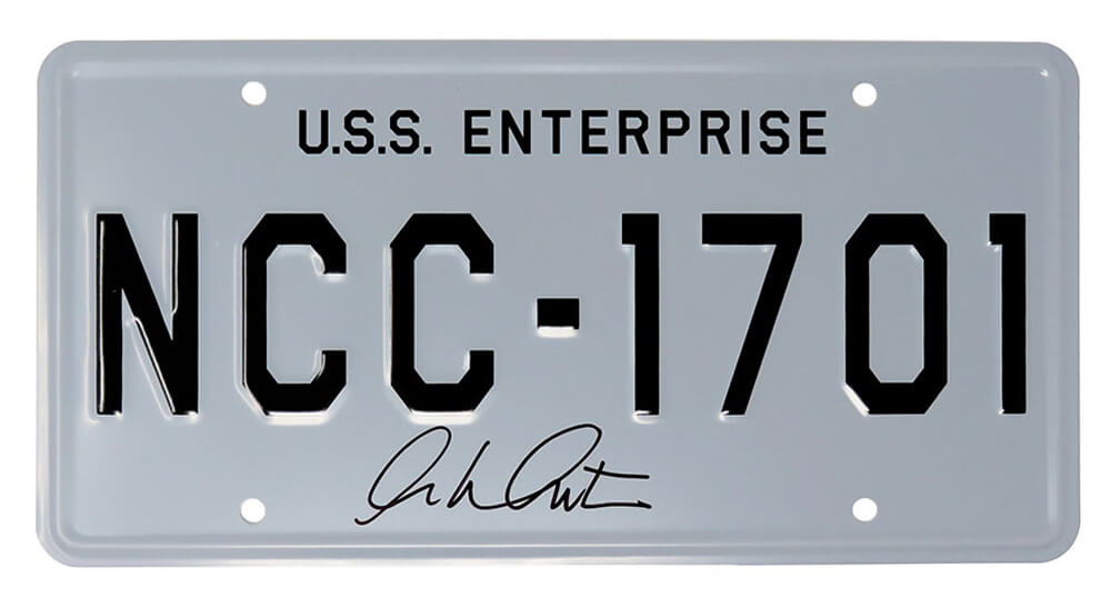 William Shatner Signed Star Trek U.S.S. Enterprise 'NCC-1701' License Plate - SHAOTH506 - William Shatner Signed Star Trek U.S.S. Enterprise 'NCC-1701' License Plate product image